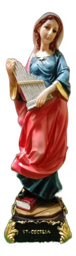 Santa Cecilia, Figura De Resina, 29cm X 8.5cm X 8.5cm