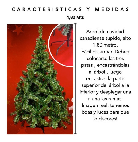 Arbol Navidad Canadiense Tupido 1,80 Cm Arbolito Navideño