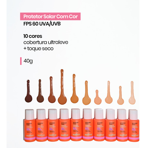 Protetor Solar Facial Sallve Fps 60 Cor 70 40g Creme
