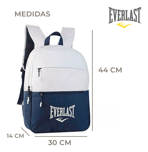 Imagen 3 de 10 de Mochila Everlast Original Reforzada Urbana Deportiva Bicolor