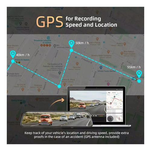 Espejo Vantop 12 4k Retrovisor Dash Doble Cam Gps Nocturna