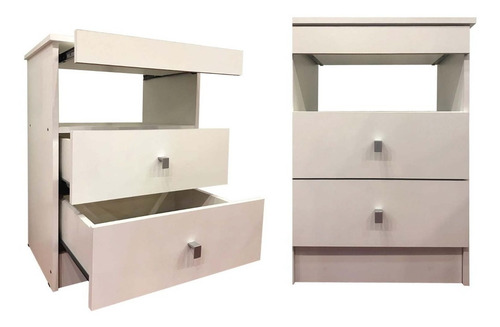 Imagen 1 de 5 de Mesa De Luz 1 Unidad 2 Cajones Con Desayunador Moderna