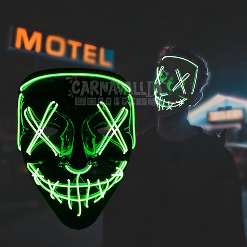 Máscara La Purga Luz Led Verde Limon Halloween The Purge