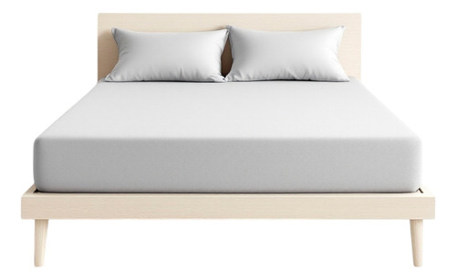 Sábana De Cajón Ajustable + Fundas De Almohada King Suave Crema Liso