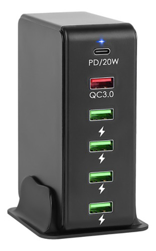 Cargador De Pared Qc3.0 De Carga Rápida Usb C, 65 W, 6 Puert