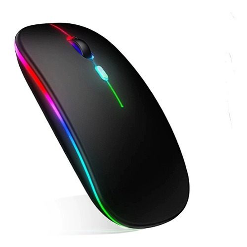 Mouse Inalámbrico Recargable Led Iluminación Rgb Negro