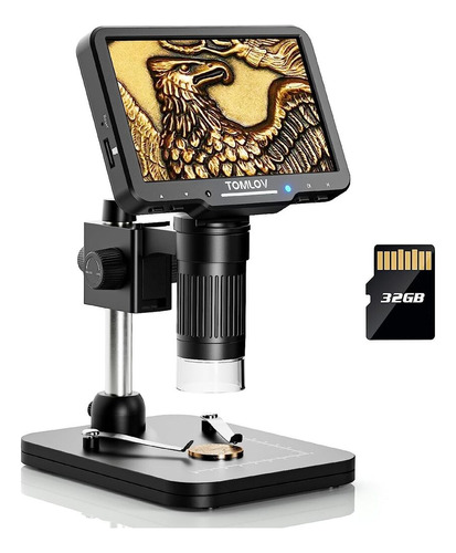 Microscopio Digital Tomlov Lcd Con Lupa De 1000 X 5 Monedas