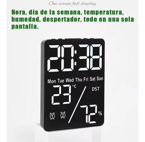 Reloj De Pared Digital Con Termómetro, Alarmas Y Calendario