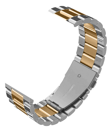 Pulseira De Aço Inox Para Smartwatch Series 6 7 8 9 Se Ultra Cor Prata Listra Dourada