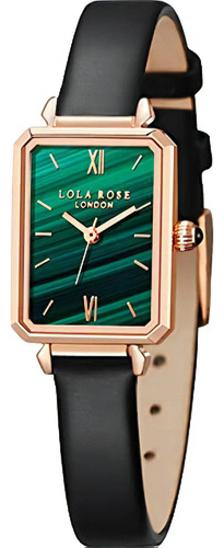 Reloj De Pulsera Lola Rose Con Gema Incluida Color de la correa Negra Color del bisel Oro Color del fondo Verde