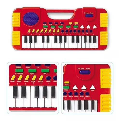 Teclado Piano Musical Center Infantil Vermelho 31 Teclas