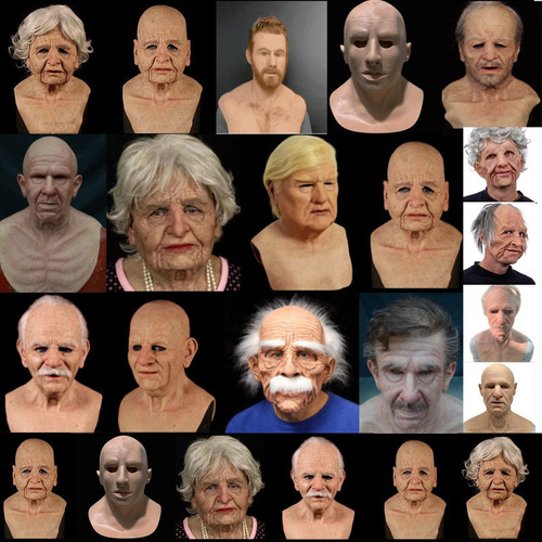 Anciano 3d Realista Peluca Máscara Prop Parodia
