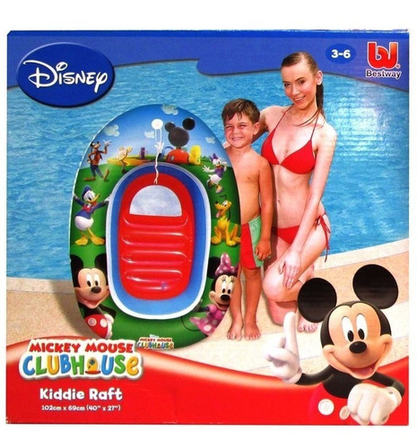 Imagen 4 de 10 de Barco Bote Inflable Flotador Para Pileta Mickey Agua Bestway
