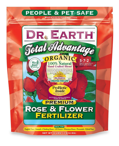 Earth 702p Fertilizante Orgánico De 3 Rosas Y Flores En Bols