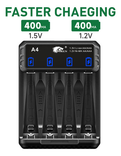 Cargador De Batería Aa Aaa De Litio Y Nimh Usb-c