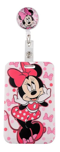 Portacredencial Vertical + Hebilla Retractil Minnie Mouse