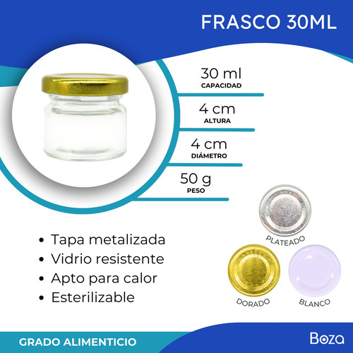 Frasco De Vidrio 1 Oz 30 Ml 50 Pz Recuerdos Boda Bautizo Etc Color Dorado