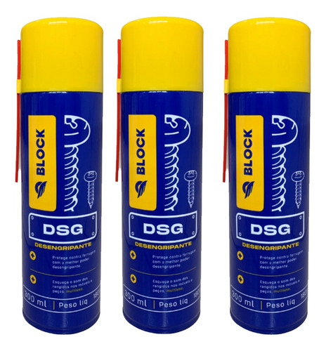 Kit Desengripante Spray Multiuso Block Dsg 3 Un 300ml