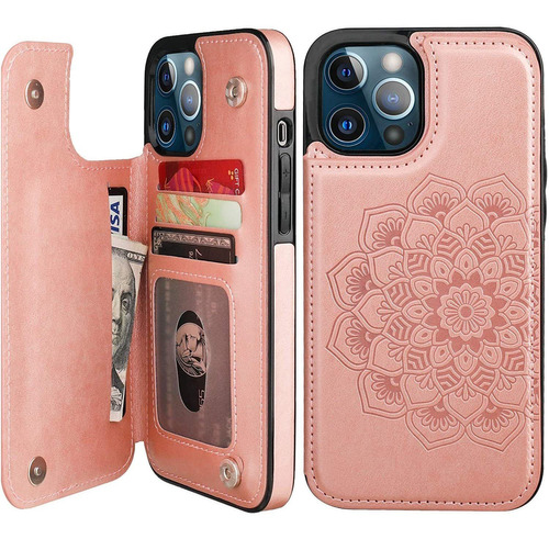 Funda Rosa Con Tarjetero Para iPhone 12 Pro Max