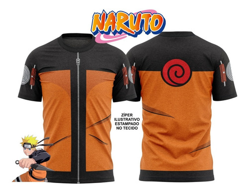Camiseta Infantil - Traje Naruto - Tecido Dryfit