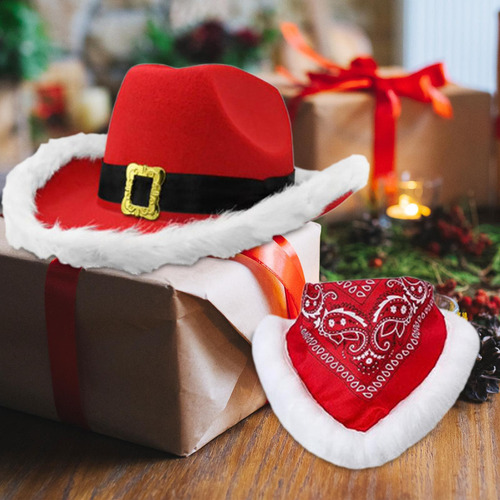 Gorro De Vaquero Navideño, Gorro De Papá Noel Con Bufanda,