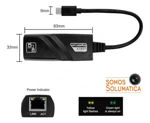 Adaptador De Red - Tipo C A Rj45 Lan Ethernet 10/100/1000gbs
