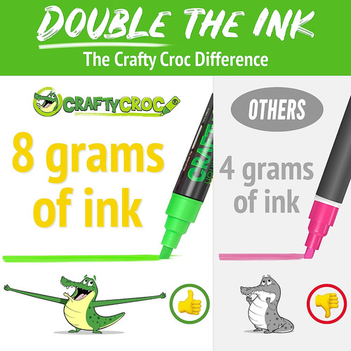 Marcadores De Tiza Liquida Crafty Croc 10 Piezas Neon