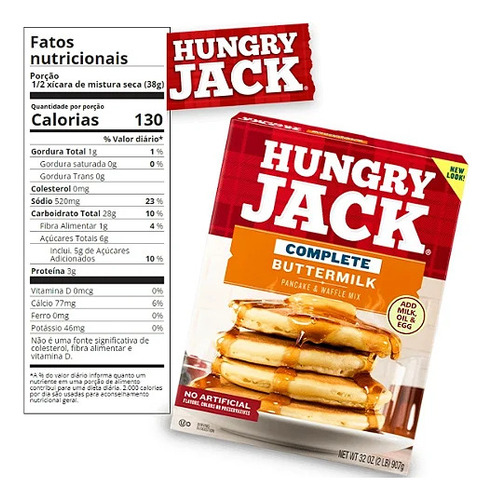 Hungry Jack Buttermilk Massa Para Panqueca E Waffle Mix 907g