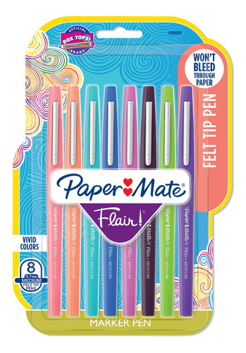 Marcadores Paper Mate Flair 8 Colores Surtidos