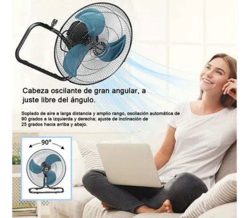 Ventilador 3 En 1 18 Pulgadas Negro Con 3 Aspas De Metal 1.27 M 60 Hz Negro Pateado Metálico 3