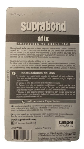 Imagen 6 de 7 de Cinta Suprabond Autoadhesiva Doble Faz En Rollo - 2 Metros