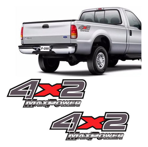 Adesivos 4x2 Max Power Ford F-250 Emblema Lateral Grafite