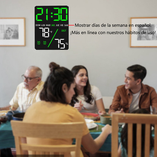 Y Reloj Despertador Digital Led Con Termómetro E Higrómetro