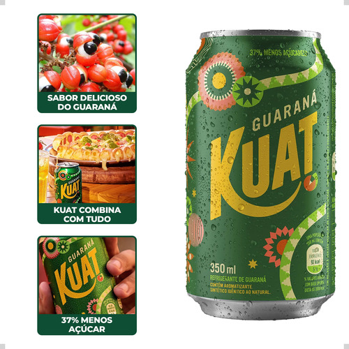 Refrigerante De Guaraná Kuat 350ml Lata Pack Com 6un