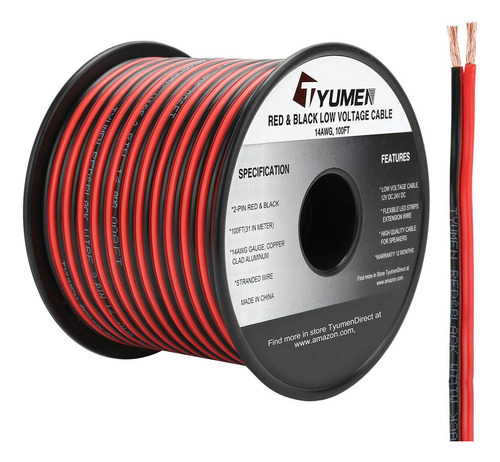 Tyumen 100ft Calibre Rojo Negro Cable Conexion Cable Elec...