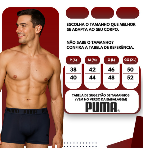 Kit 4 Cuecas Boxer Puma Microfibra Sem Costura Box 40mm