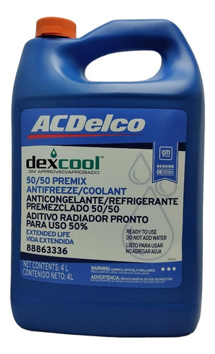 Imagen 1 de 4 de Refrigerante Rojo Acdelco Original 4 Litros Dex-cool