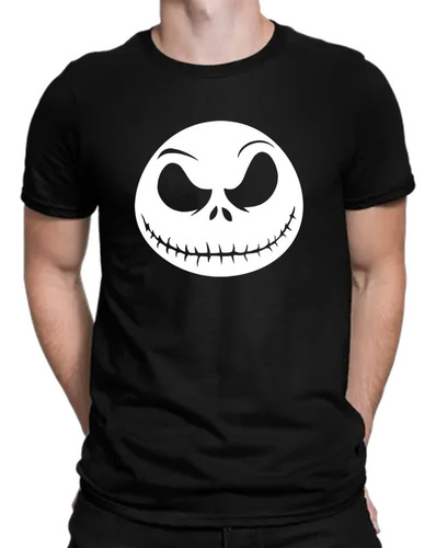 Jack Skellington Camiseta Negra Algodon Hombre Manga Corta