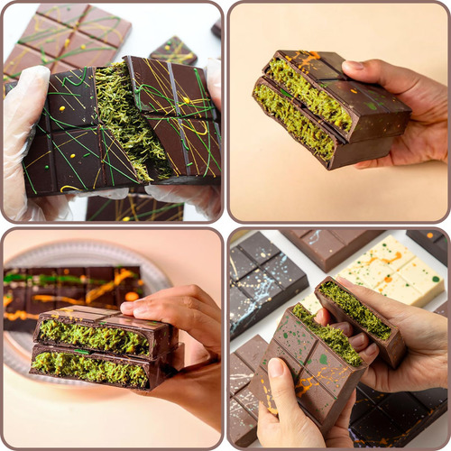 Molde De Barra De Chocolate Dubai Profundo 2 Unidades Grande 2 Piezas De Tamaño Profundo