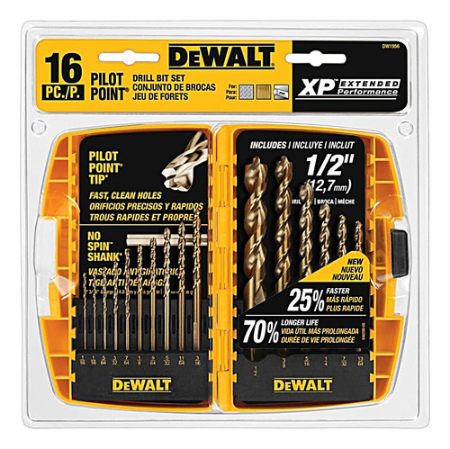 Dewalt Set Brocas Punta Piloto Hss 16 Piezas Dw1956