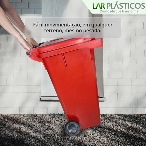 Coletor De Lixo Com Rodas E Tampa Uso Pesado Varias Cores