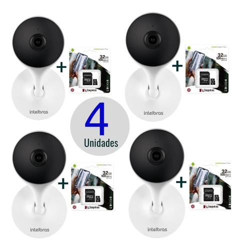 Imagem 1 de 4 de Câmera Intelbras Im3 Wi-fi Full Bivolt+cartão 32gb Kit 4un