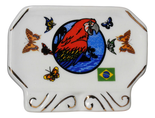 Item Decorativo De Cerâmica Em Arara Vermelha 90g 8cm C102