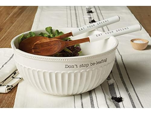 Mud Pie Dolomite, Madera Juego De Ensaladera Dont Stop Be-le
