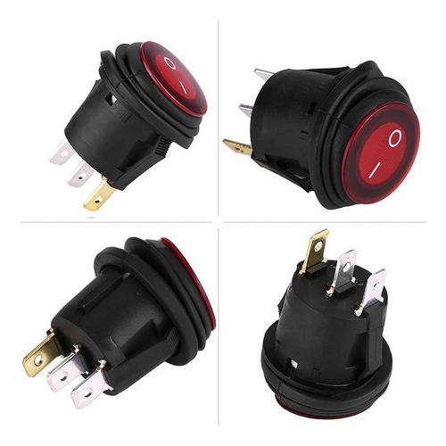2 Uds Interruptor Redondo Interruptor Redondo Led, Luz Roja