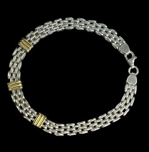 Pulsera Panther - Plata Y Oro - 10gr