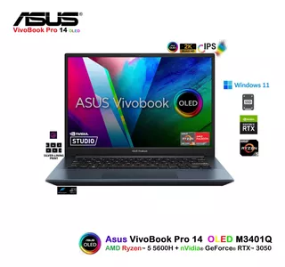 Asus Vivobook M3401 Ryzen-5 5600h 16gb 512gb 14oled Rtx 4gb