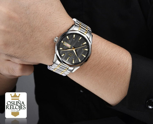 Relógio Masculino Luxo Original Dourado Prata Azul 0853