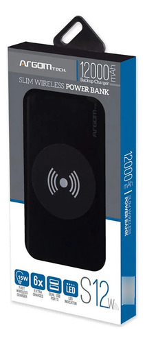 Cargador Portátil Argomtech S12w 12000mah Power Bank Color Negro