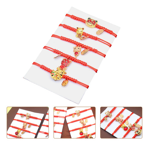 Pulsera De 5 Hilos Rojos De Estilo Aleatorio Con Cadena Roja
